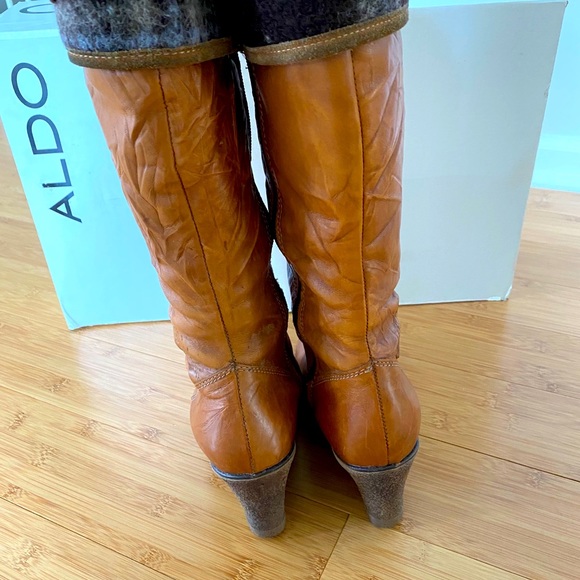 ALDO Hornbeck Fall Winter Boots Cozy Warm Leather Flannel Fleece Sz 6 - Picture 4 of 7